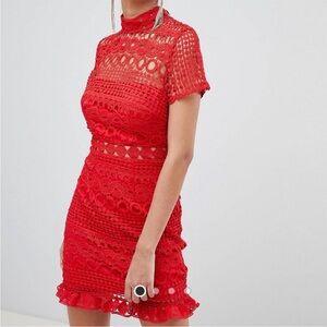Love Triangle red Crochet Mini Dress size 8